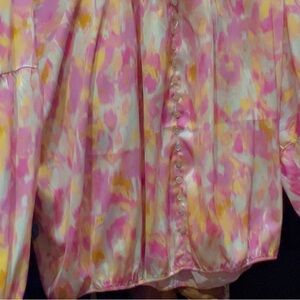 Women's Pink and Yellow Long Sleeve Blouse